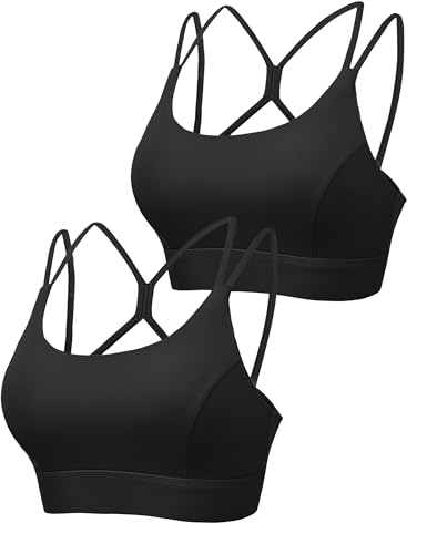 Irdcomps Damen Sport BH ohne Bügel Starker Halt Bras Sports Brüste mit Racerback für Fitness Yoga Joggen,2er-Schwarz-319,L von Irdcomps