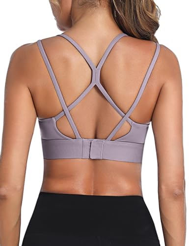 Irdcomps Damen Sport BH ohne Bügel Starker Halt Bras Sports Brüste mit Racerback für Fitness Yoga Joggen,Lila-319,M von Irdcomps