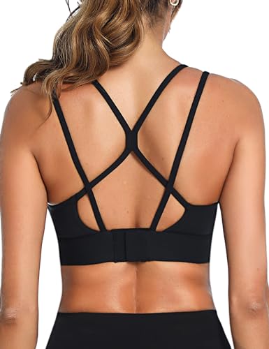 Irdcomps Damen Sport BH ohne Bügel Starker Halt Bras Sports Brüste mit Racerback für Fitness Yoga Joggen,Schwarz-319,L von Irdcomps