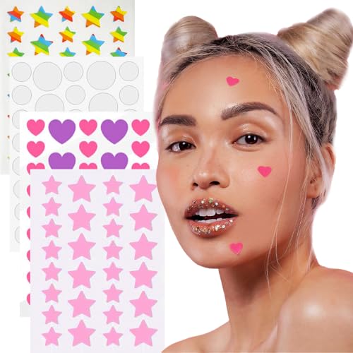 Irikdescia® 139 Stück Pimple Patch, Hydrokolloid Pickel Patch, Sterne, Herzform, Unsichtbar, Abdeckung Pimple, für Anti Akne Haut Schützen (Transparent, Bunt, Mehrfarbig) von Irikdescia