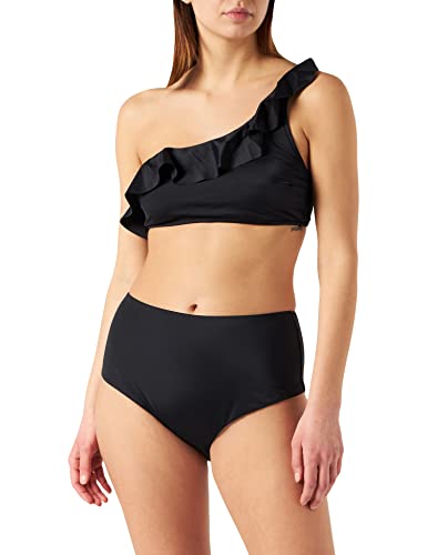 Iris & Lilly Damen Gepolsterter One-Shoulder-Bikini mit Hohem Bund, Schwarz, 36 von Iris & Lilly