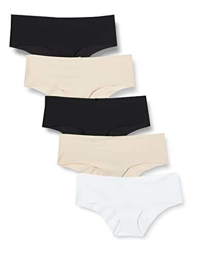 Iris & Lilly Damen Hipster-Unterwäsche ohne Abzeichnen Mikrofaser, 5er-Pack, Sand/Schwarz/Weiß, 38 von Iris & Lilly