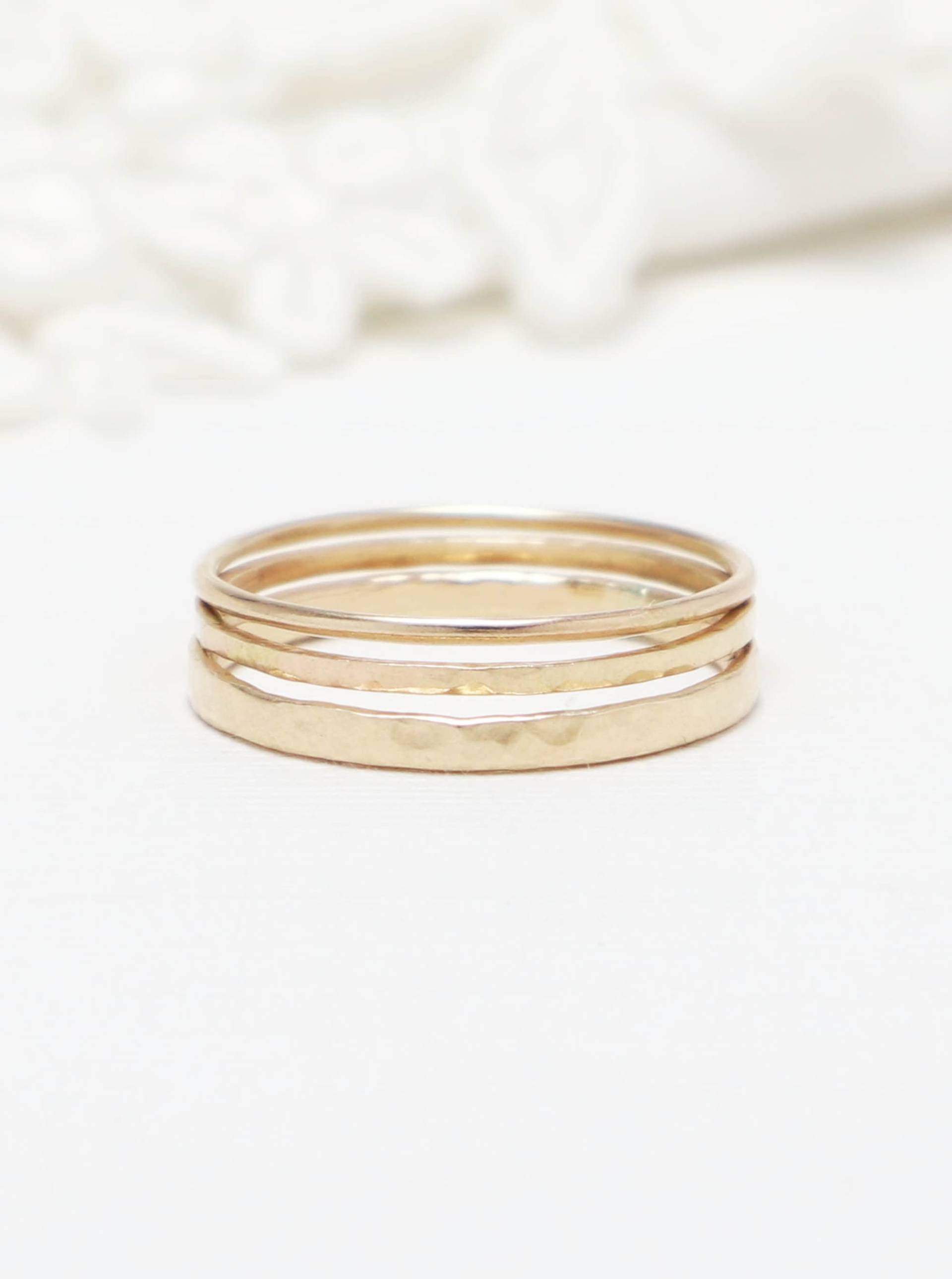 Goldring 3Er Set, Mitteldicker Bandring, Dünner Goldring, Goldringe Für Frauen, Daumenring, 14K Gold Gefüllter Stapelring | Intuition Ringe von IrresistiblyMinimal