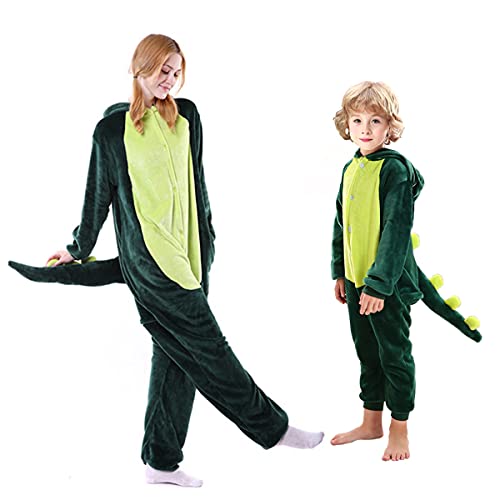 Irypulse Erwachsene Tier Kostüme Schlafanzüge Flanell Cosplay Nachtwäsche Jumpsuit Onesie Pyjama Neuheit Tieranzüge Overall Warm Unisex (Grün-M) von Irypulse