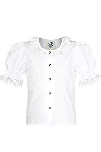Isar-Trachten Mädchen Mädchen Trachten-Bluse mit Spitze Weiss, WEIß, 122 von Isar-Trachten