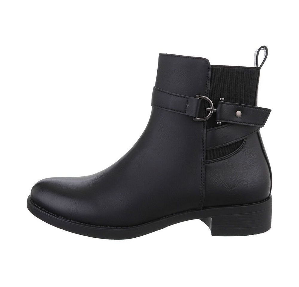 Ital-Design Damen Elegant Chelseaboots Blockabsatz Flache Stiefeletten in Schwarz Ital-Design Damen Elegant Chelseaboots Blockabsatz Flache Stiefeletten in Schwarz von Ital-Design
