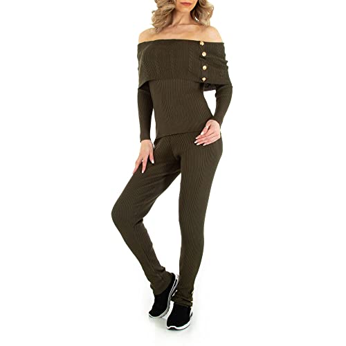 Ital Design Damen Stretch KNÖPFE Anzug Emma Ashley Gr. M/L Khaki von Ital Design