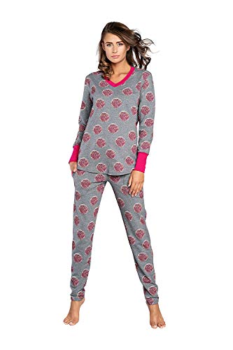 Italian Fashion Damen Schlafanzug aus Baumwolle, Ladies’ Pyjama Set Long-Sleeved, Checked Pyjama Set, Night Wear, Soft and warm (S, Mehrfarbig) von Italian Fashion