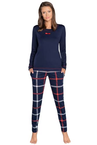 Italian Fashion IF Baumwolle Pyjama Schlafanzug Lang Zweiteilige Nachtwäsche Hausanzug Sleepwear Langarm von Italian Fashion