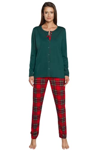 Italian Fashion IF Baumwolle Pyjama Schlafanzug Lang Zweiteilige Nachtwäsche Hausanzug Sleepwear Langarm von Italian Fashion