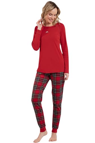 Italian Fashion IF Baumwolle Pyjama Schlafanzug Lang Zweiteilige Nachtwäsche Hausanzug Sleepwear Langarm von Italian Fashion