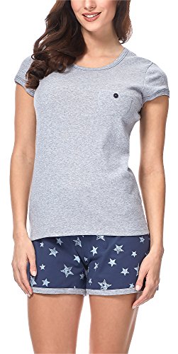 Italian Fashion IF Damen Pyjama Set Schlafanzug Kurz Baumwolle Nachtwäsche Kurzarm Sommer Top und Short Zweiteilig Sleepwear Schlafanzug Hausanzug 2021 von Italian Fashion