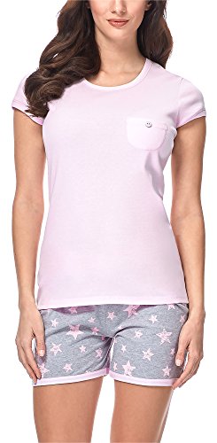 Italian Fashion IF Damen Pyjama Set Schlafanzug Kurz Baumwolle Nachtwäsche Kurzarm Sommer Top und Short Zweiteilig Sleepwear Schlafanzug Hausanzug 2021 von Italian Fashion