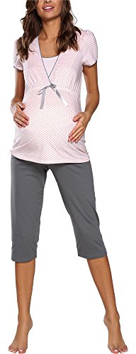 Italian Fashion Damen Stillpyjama F2L3C3T1 0225 (S, Aprikose) von Italian Fashion