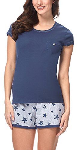 Italian Fashion IF Damen Pyjama Set Schlafanzug Kurz Baumwolle Nachtwäsche Kurzarm Sommer Top und Short Zweiteilig Sleepwear Schlafanzug Hausanzug 2021 von Italian Fashion