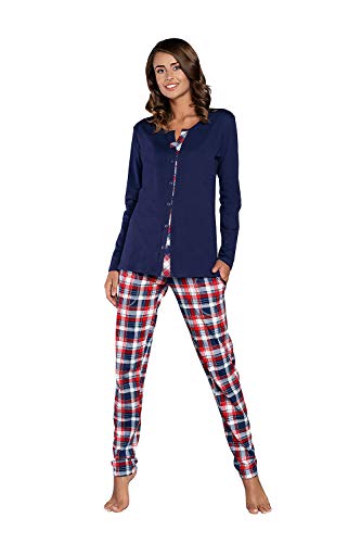 Italian Fashion IF Baumwolle Pyjama Schlafanzug Lang Zweiteilige Nachtwäsche Hausanzug Sleepwear Langarm von Italian Fashion