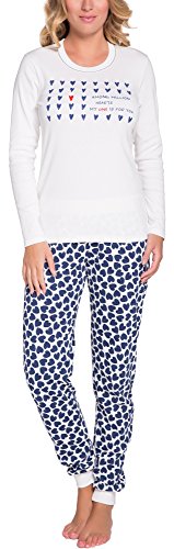 Italian Fashion Damen Schlafanzug lang Pyjama Set | Nachtwäsche Hausanzug Langearm Zweiteiliger Sleepwear Hausanzug 2021 von Italian Fashion