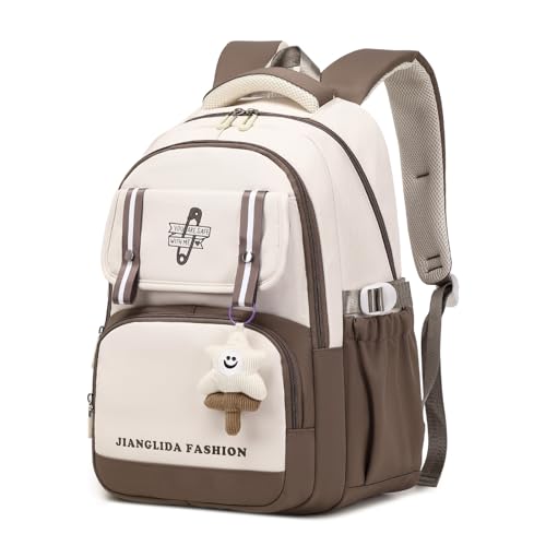 IvyH Kinderrucksack Mädchen- Stilvolle Schulrucksack für Mädchen und Teenager - Wasserdichtes Lässiger Daypack Groß, Perfekt als Schulranzen für 3-6. Klasse Mädchen, Braun von IvyH