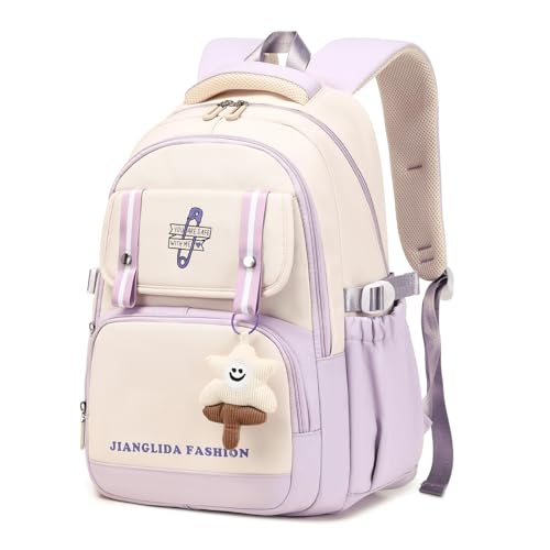 IvyH Kinderrucksack Mädchen- Stilvolle Schulrucksack für Mädchen und Teenager - Wasserdichtes Lässiger Daypack Groß, Perfekt als Schulranzen für 3-6. Klasse Mädchen, Lila von IvyH