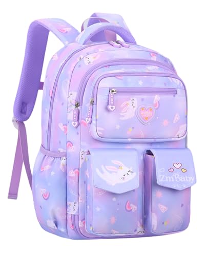 IvyH Kinderrucksack Mädchen und Jungen– Schulranzen Mädchen 1-3. Klasse - Rucksack für Kinder 6-10 Jahren Schultasche Wasserdicht Groß für Schule und Reisen, Lila von IvyH