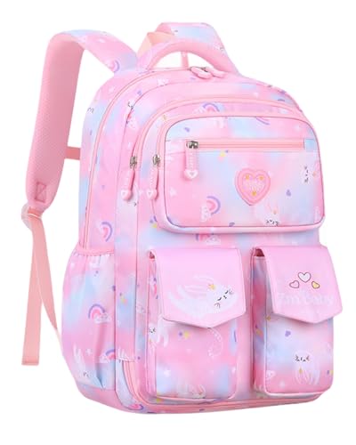 IvyH Kinderrucksack Mädchen und Jungen– Schulranzen Mädchen 1-3. Klasse - Rucksack für Kinder 6-10 Jahren Schultasche Wasserdicht Groß für Schule und Reisen, Rosa von IvyH