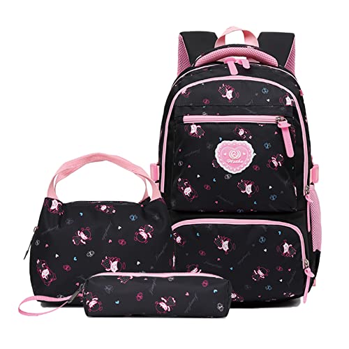 Schulrucksack Rucksack Mädchen Schultaschen Sets Schulranzen mit Lunch-Taschen Federmäppchen 3 Teile Set Freizeitrucksack Wasserdichter Daypacks für Kinder/Grundschüler/Schüler der Mittelstufe/Teens von IvyH