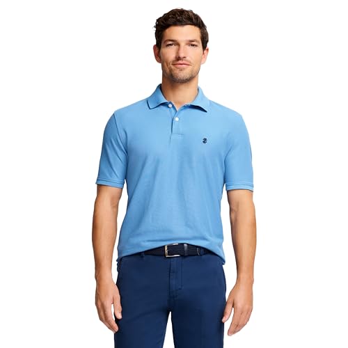 IZOD Herren Advantage Performance Solid Polo Bluse, Blue Revival, Large Schlank von Izod