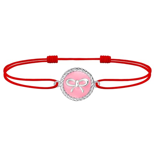 J.Endéar Schleife Fußkettchen für Mädchen Damen, Emaille Fußkettchen Silber 925 Wasserdicht, Boho Kordel Rot Fußkettchen Verstellbar, Schmuck Original für Sommerstrand von J.Endéar