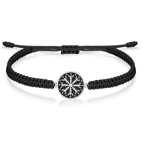 J.Endéar Viking Kompass Armband für Herren, Silber 925 Armband für Damen, Handgefertigtes Filigranes Armband Schwarz, Nordisch Vintage Schmuck für Jungen von J.Endéar