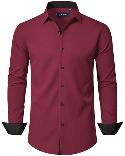 J.VER Hemd Herren Casual Urlaub Oberteil Bügelfrei Freizeit Langarm Shirts Arbeitshemd Dating Ehemann Modische Herrenhemd,Bordeaux,M J.VER Hemd Herren Casual Urlaub Oberteil Bügelfrei Freizeit Langarm Shirts Arbeitshemd Dating Ehemann Modische Herrenhemd,Bordeaux,M von J.VER