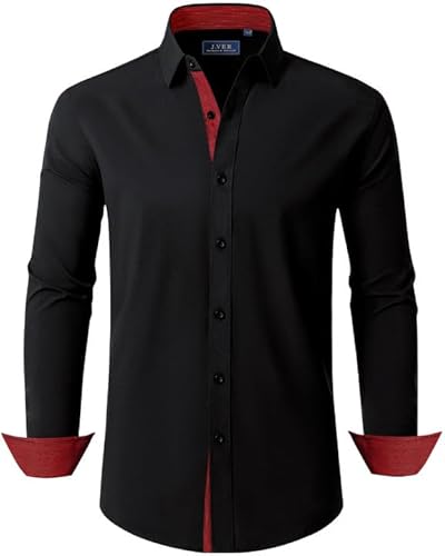 J.VER Hemd Herren Regular Fit Businesshemd Freizeit Langarmhemd Männer Knopfleiste Hemden Bügelleichtes Elastiscer Shirt,Schwarz,4XL J.VER Hemd Herren Regular Fit Businesshemd Freizeit Langarmhemd Männer Knopfleiste Hemden Bügelleichtes Elastiscer Shirt,Schwarz,4XL von J.VER