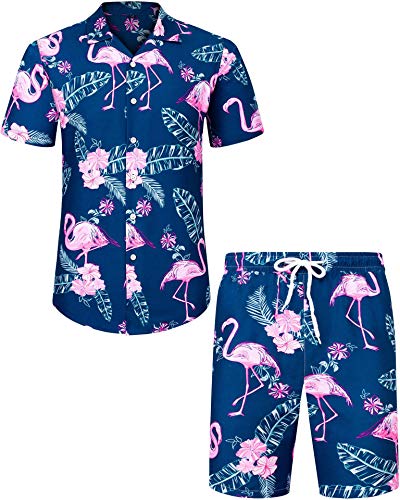 J.VER Herren Hawaii-Hemden Casual Button Down Kurzarm Bedruckte Shorts Sommer Strand Tropical Hawaii Shirt Anzüge - - Klein von J.VER