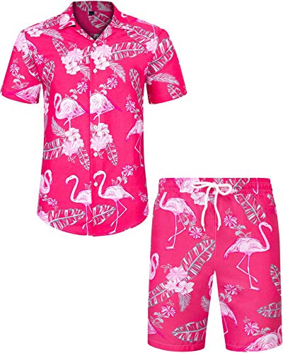 J.VER Herren Hawaii-Hemden Casual Button Down Kurzarm Bedruckte Shorts Sommer Strand Tropical Hawaii Shirt Anzüge - - Mittel von J.VER