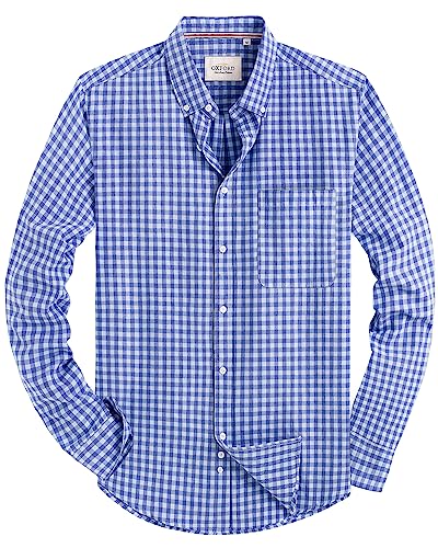 J.VER Oxford Herren Hemd Regular Fit Hemd Langarm Bügelleicht Casual Hemd aus Oxford Button Down Hemd Freizeithemd mit Tasche,Kariert Hellblau,M von J.VER