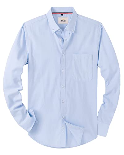 J.VER Oxford Herren Hemd Regular Fit Hemd Langarm Bügelleicht Casual Hemd aus Oxford Button Down Hemd Freizeithemd mit Tasche,Hellblau,3XL von J.VER