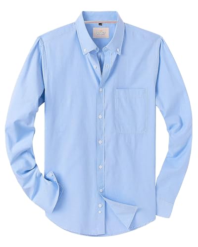 J.VER Oxford Herren Hemd Regular Fit Hemd Langarm Bügelleicht Casual Hemd aus Oxford Button Down Hemd Freizeithemd mit Tasche,Blau Violett,4XL von J.VER