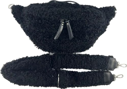 Teddyfell Unisex Gürteltasche Crossbody Bauchtasche Umhängetasche Gurt Unifarbe (Schwarz) von J26