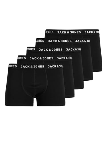 JACK&JONES JUNIOR Jungen Jachuey Trunks 5 Pack Noos Jnr Boxer Shorts, Black/Pack:black - Black Black Black, 164 EU von JACK & JONES