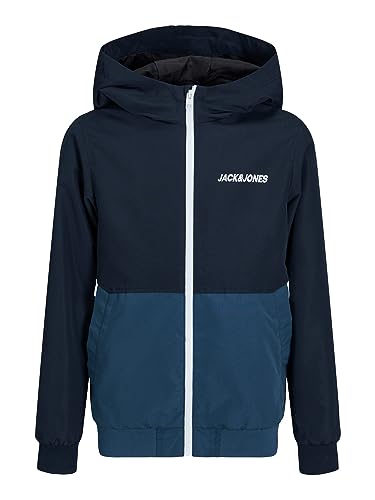 JACK&JONES JUNIOR Jungen JJERUSH Hood Bomber NOOS JNR Softshelljacke, Navy Blazer/Detail:Ensign Blue/White Blocking, 128 von JACK&JONES JUNIOR