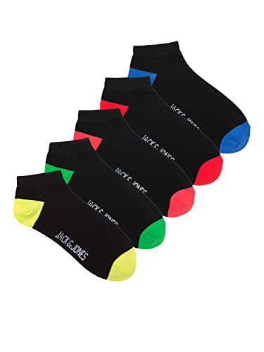 JACK&JONES ACCESSORIES Men's JACCOLORFUL Short 5 Pack Socken, Black/Pack:Black-Black-Black-Black, ONE Size von JACK & JONES