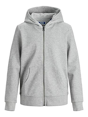 JACK & JONES Jungen Jjebasic Zip Hood Noos Jr Cardigan Sweater, Light Grey Melange, 128 EU von JACK & JONES