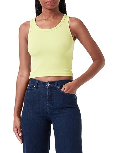 JACK & JONES Damen JXFALLON STR SL Rib JRS NOOS Top, Limeade, L von JACK & JONES