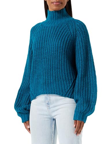 JACK&JONES Damen JXKELVY Chunky HIGH Neck Knit NOOS Strickpullover, Deep Lagoon, S von JACK & JONES