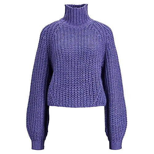 JACK&JONES Damen JXKELVY Chunky HIGH Neck Knit NOOS Strickpullover, Twilight Purple, L von JACK & JONES