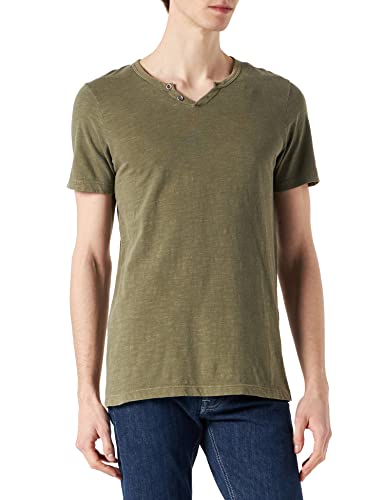 JACK & JONES Herren Basic T-Shirt V-Ausschnitt Kurzarm Jersey Baumwolle Shirt mit Knöpfen JJESPLIT, Farben:Grün, Größe:XL von JACK & JONES