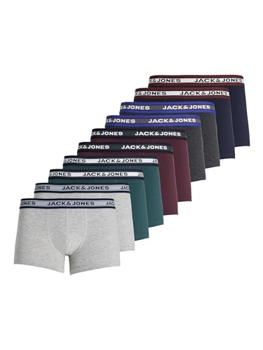 Jack & Jones Mens Jacsolid Trunks 10 Packs Boxershorts, Dark Grey Melange, XXL (10er von JACK & JONES