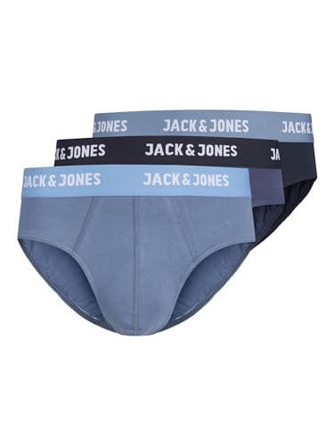 JACK&JONES Herren JACTYRON SOLID Briefs 3 Pack Unterhose, Navy Blazer/Pack:Vintage Indigo-Coronet Blue, M von JACK & JONES