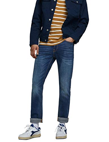 Jack & Jones Herren Jeans Tim Straight Legs Slim Fit Flat Front Tim ORIGINAL, Dunkelblau-2, 30W / 34L von JACK & JONES