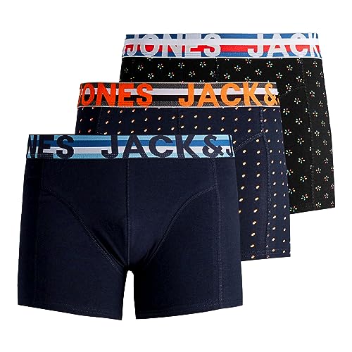 JACK & JONES Herren Unterhosen Shorts Boxershorts Trunks 3er Pack, Farbe:Mehrfarbig, Wäschegröße:M, Artikel:- Black/Navy blaze2 JACK & JONES Herren Unterhosen Shorts Boxershorts Trunks 3er Pack, Farbe:Mehrfarbig, Wäschegröße:M, Artikel:- Black/Navy blaze2 von JACK & JONES