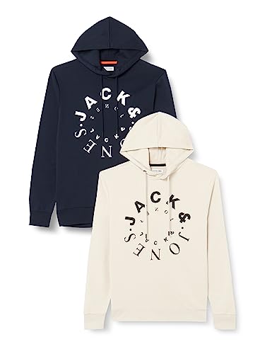 JACK & JONES Hoody Herren, Moonbeam/Pack:Moonbeam+navyblazer(Big), M von JACK & JONES